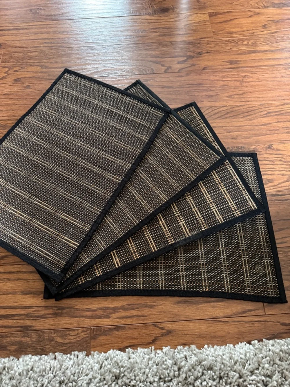 Black and Tan Woven Home Accent Placemat - Unbranded Set of 4